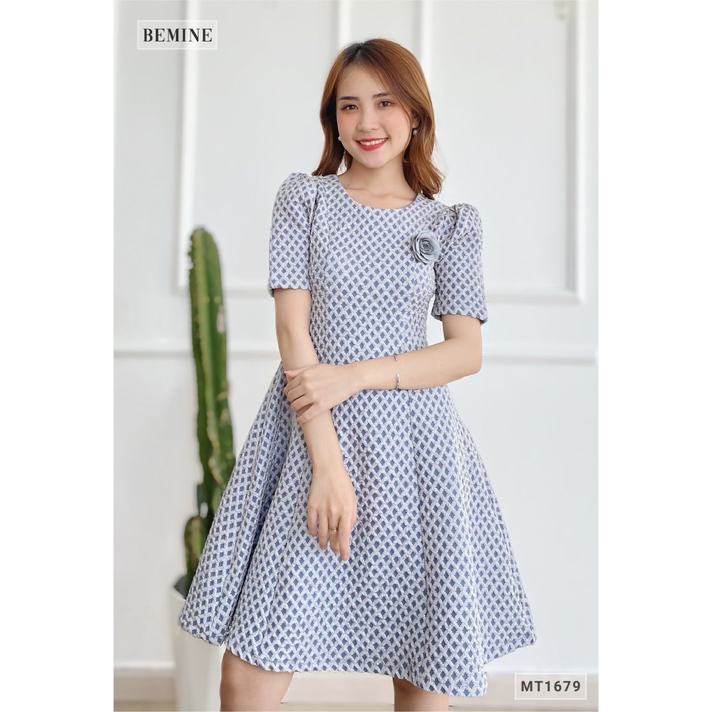 [Mã WABRWA15 giảm 15% đơn 300K] Đầm tapta tùng xòe BEMINE MT1679XANH | BigBuy360 - bigbuy360.vn