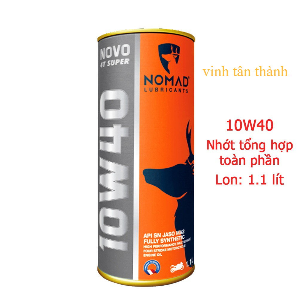 Nhớt xe máy tổng hợp toàn phần NOMAD 1.1L API SN- JASO MA2 10W40 dầu nhớt nhập khẩu Thái Lan