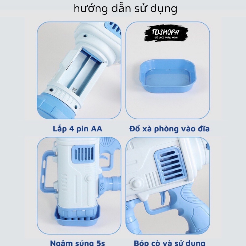 Máy bắn bong bóng xà phòng loại to 32 nòng, phun bóng siêu nhiều, siêu mạnh, tặng xà phòng dùng thử, tdshophn