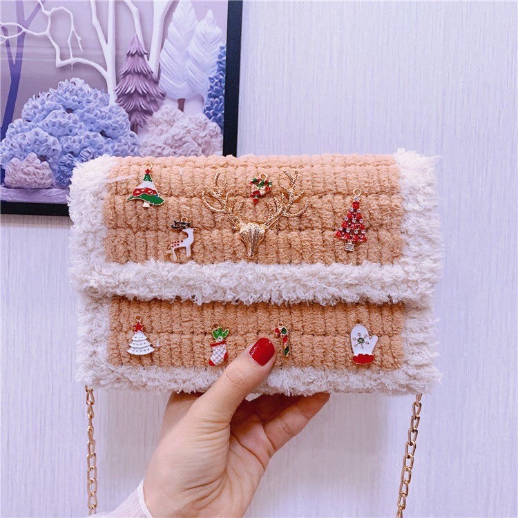 [Kho hàng hà nội]quà Giáng sinh DIY Messenger túi chất liệu túi dệt tay quà tặng sinh nhật cho bạn bè và bạn gái