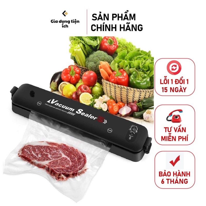 Máy Hút Chân Không Thực Phẩm Kèm Hàn Miệng Túi Vacuum kích thước 373/70/85( tặng 10 túi hút )