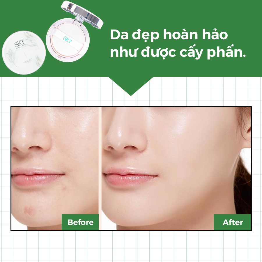 Cushion Phấn Hơi Sương Sky Phiên Bản Serum Trà Đen Mới