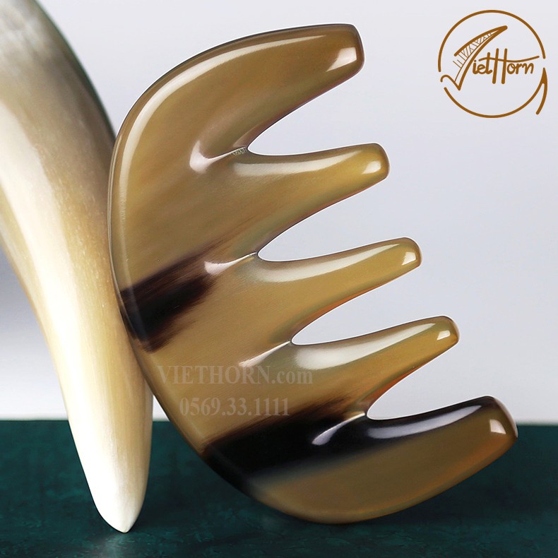 Lược 5 răng đa năng bằng sừng VIETHORN /chải tóc massa dây thần kinh kết hợp /chăm sóc da mặt /đánh tan stress