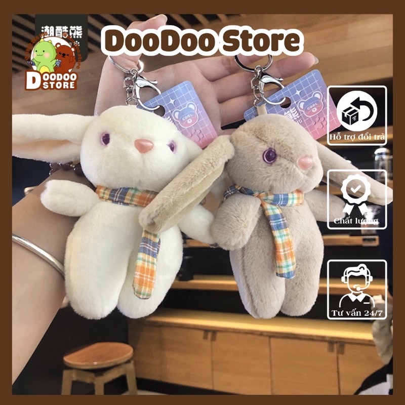 Móc Khoá Thỏ Bông Tai Dài A16 Dễ Thương, Móc Chìa Khoá Gấu Bông Xinh Xắn