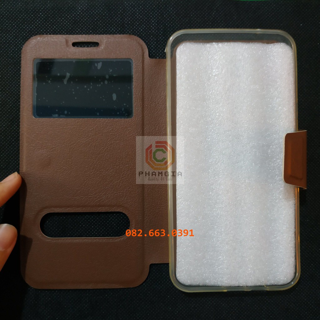 Ốp lưng Samsung A8 có đồng hồ xem giờ, chất liệu da sang trọng
