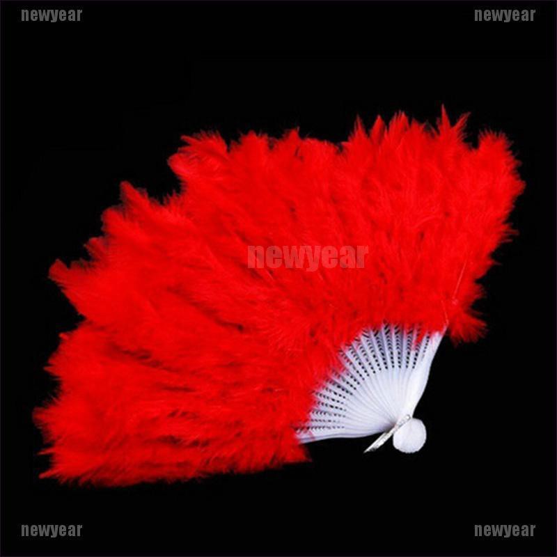 [new] 9 Colors New Costume Wedding Showgirl Dance Folding Hand Feather Fan Fancy [year]