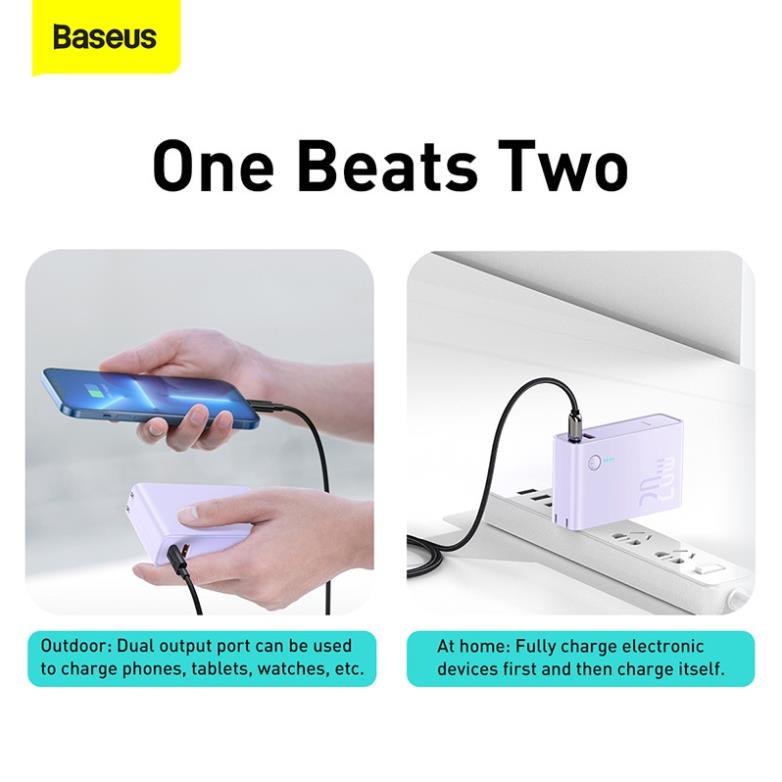 Đầu sạc Baseus 20W 10000mAh 2 cổng chuyển đổi có tích hợp sạc dự phòng_TOPBUY24HMall