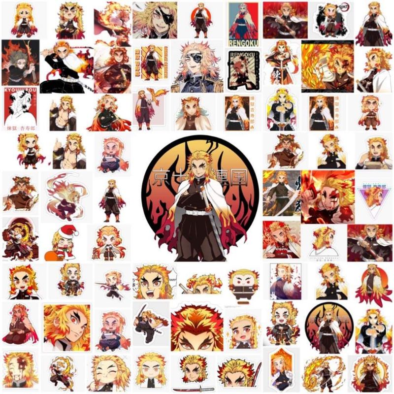 10-50 hình dán Stickers Kyojuro Genroku Kimetsu No Yaiba decal