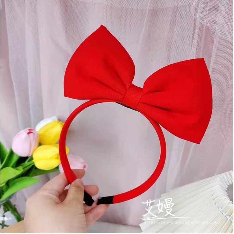 CC35 Cài tóc băng đô nữ bờm MICKEY nơ đỏ