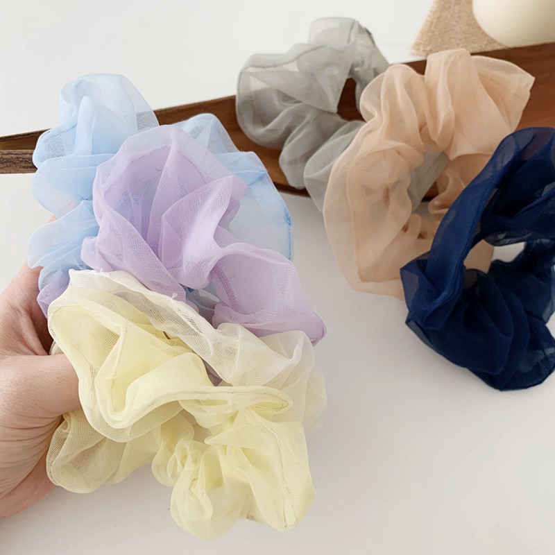 Scrunchie Cột Tóc Vải Voan Kính Nhẹ Nhàng Thanh Thoát
