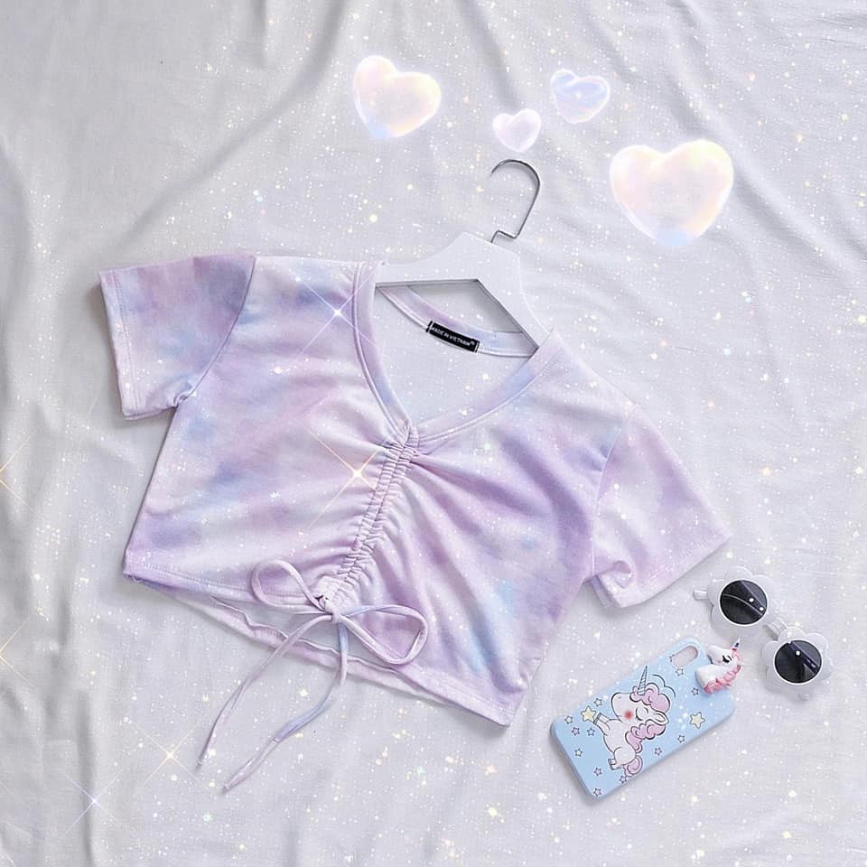 Áo croptop dây rút loang màu Tie Dye hot hit