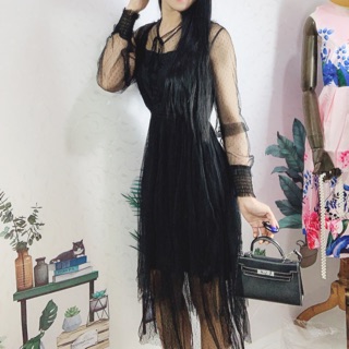 Đầm lưới có lót dây 2 lớp