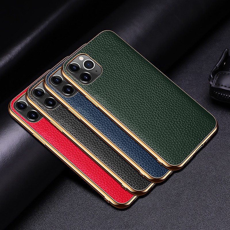Ốp điện thoại da viền mạ vàng dành cho iPhone 12 11 Pro Max 11 12 Mini | BigBuy360 - bigbuy360.vn
