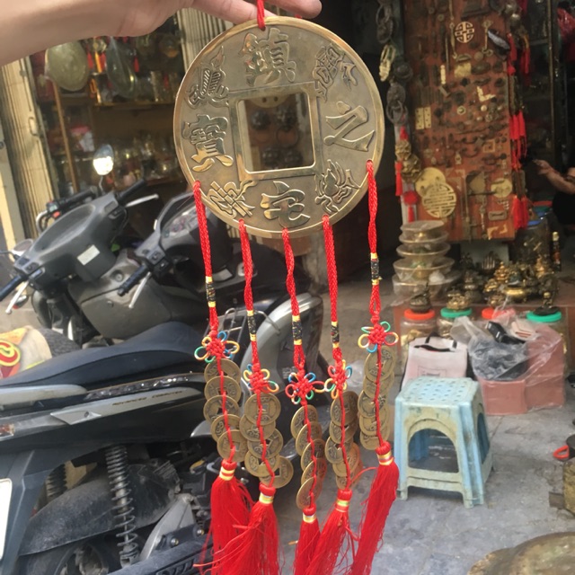 Đồng Xu Trấn Trạch / Chiêu Tài Cỡ Đại bằng đồng xâu dây tiền ngũ đế phong thủy tài lộc
