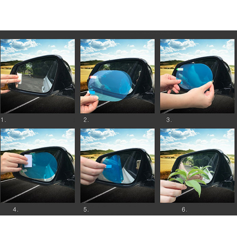 Bộ 2 Miếng Dán Bảo Vệ Kính Chiếu Hậu Xe Hơi Chống Sương Mù / Nước Mưa Tiện Dụng
