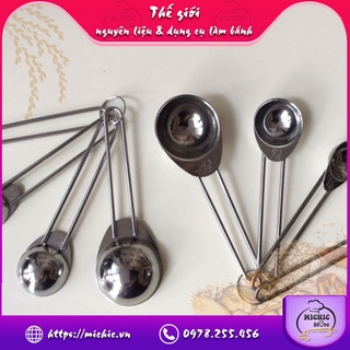 Bộ thìa đong inox 5 chiếc (Đơn vị tsp,ml) - MiChic Store - Thế giới nguyên liệu và dụng cụ làm bánh