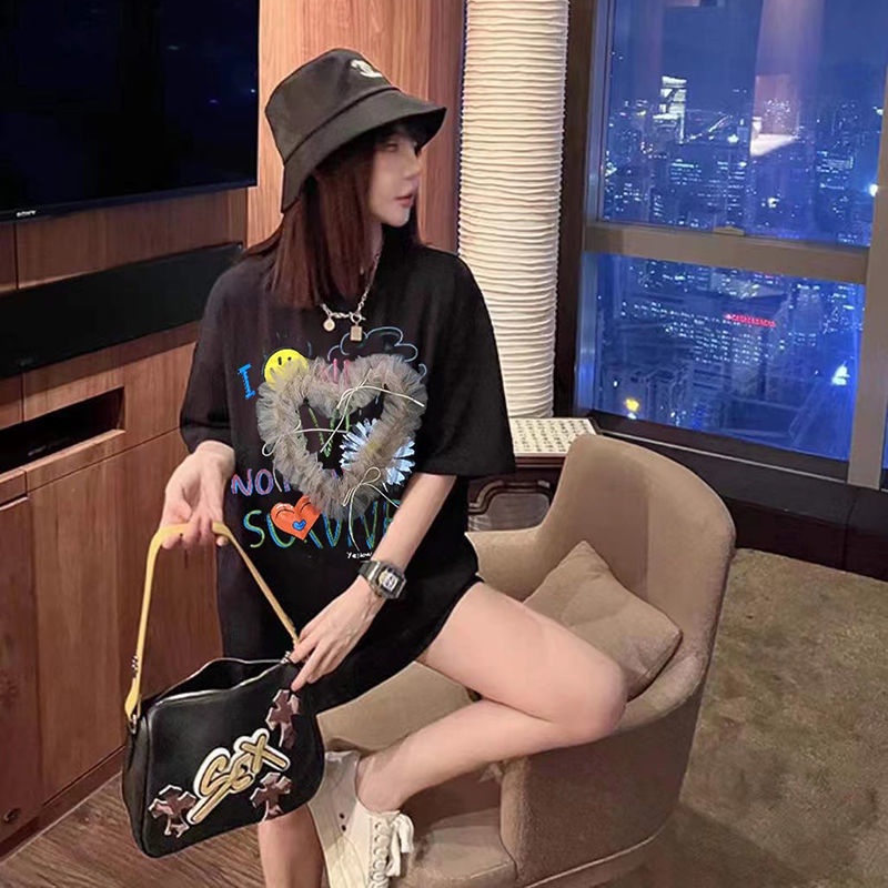 Áo Thun Tay Ngắn Dáng Rộng Phối Lưới Thiết Kế Mới Thời Trang Mùa Hè 2022 Cho Nữ