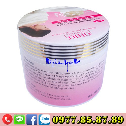 Kem dưỡng trắng da toàn thân dưỡng chất Tổ Yến - Sữa non - Collagen OHIO NEW DAY (300g)