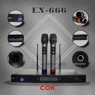 Bộ Đầu Thu Micro Không Dây COK EN-666 CHÍNH HÃNG - BH 12 tháng - Mích Chuyên Dành Cho Mọi Loa Kéo Và Âm Ly - Lỗi Đổi Mới