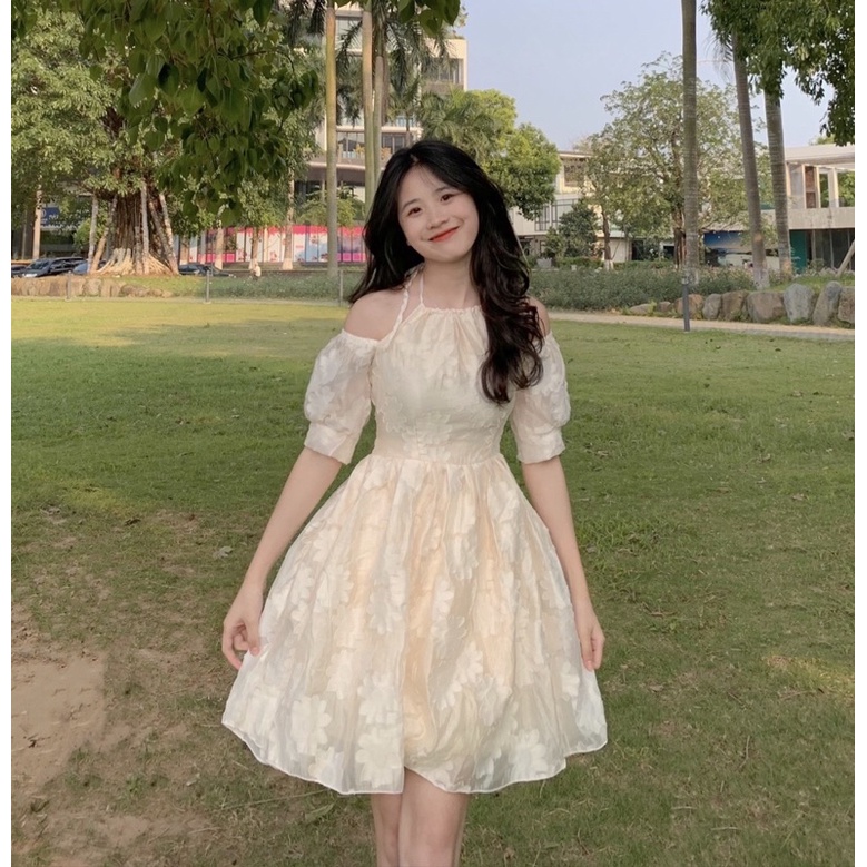 ❌ ĐẦM VÁY CỔ YẾM IN HOA OVANGA 🌷