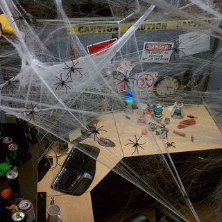 Halloween Spider Web with 60 Plastic Fake Spider Party Supplies Props
