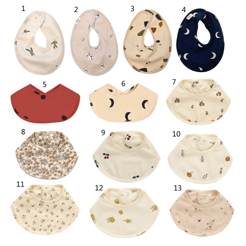 Yếm ăn cotton hai lớp in họa tiết hoạt hình dễ thương cho bé