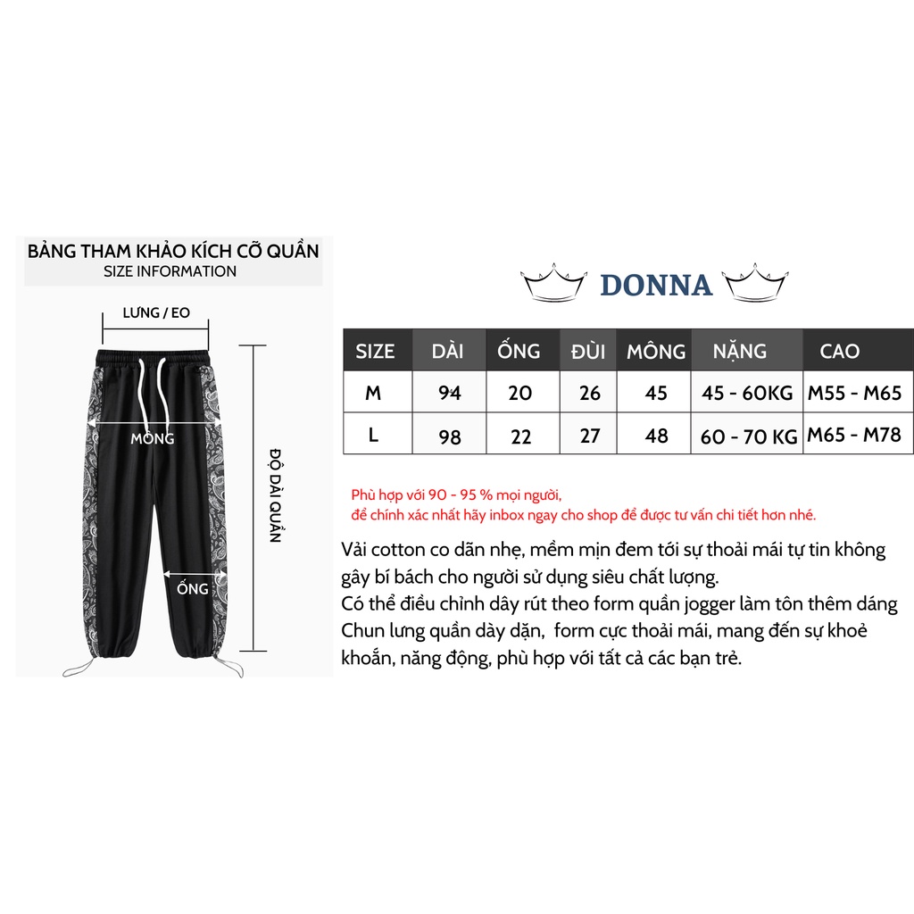 Quần Jogger họa tiết Paisley Badana ống rộng,vải thun cotton 4 chiều nam nữ DONNA OFFICIAL