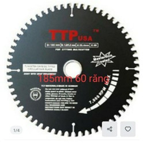 Lưỡi Cắt Nhôm  Gỗ  Sắt   Đa Năng TTP usa 185mm 60 răng made in germany