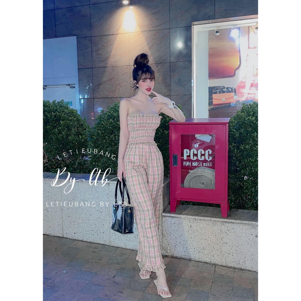 Set Kẻ Chun Ngực Mix Quần Suông | BigBuy360 - bigbuy360.vn