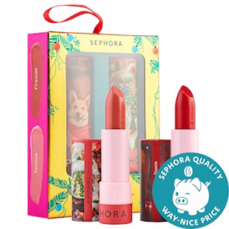 Set son Sephora Fireside (đỏ thẫm) &amp; màu Festive (hồng đất)