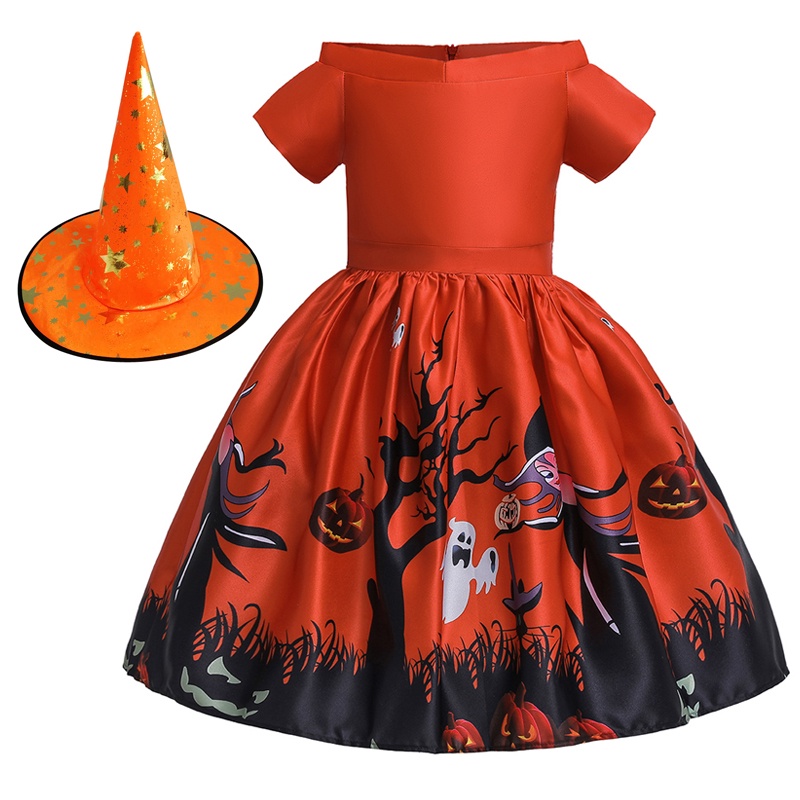 Set trang phục hóa trang halloween MQATZ gồm đầm công chúa ma kèm nón cho bé gái 2-10 tuổi