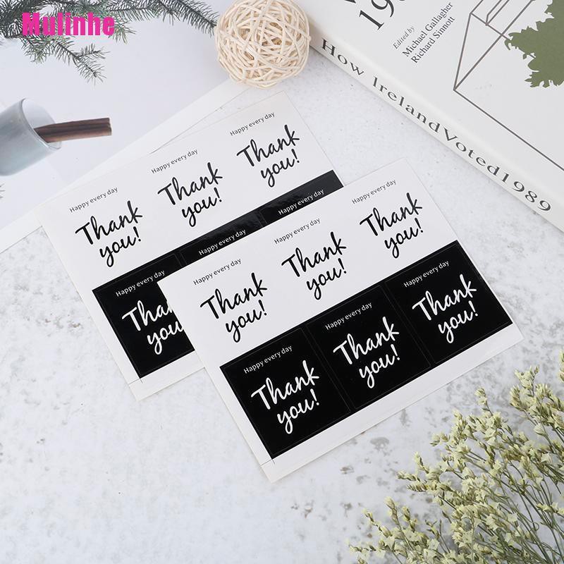 Bộ 60 Miếng Dán Chữ Thank You Màu Trắng Đen Đa Năng