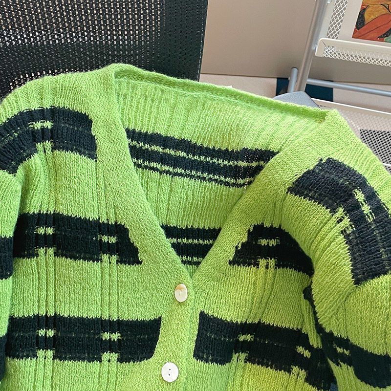 Áo sweater Dệt Kim Họa Tiết Kẻ Sọc Phong Cách Hàn Quốc Thời Trang Mới Cho Nữ