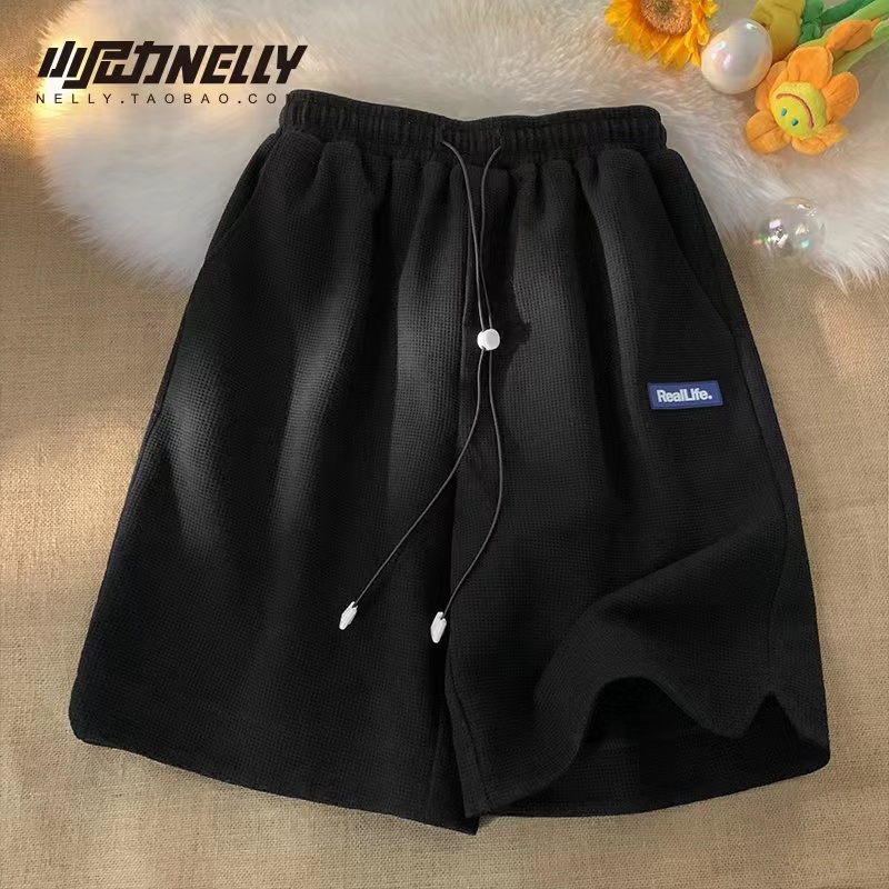 Quần Short Dây Rút Ống Rộng In Nhãn Thời Trang Hàn Quốc Trẻ Trung