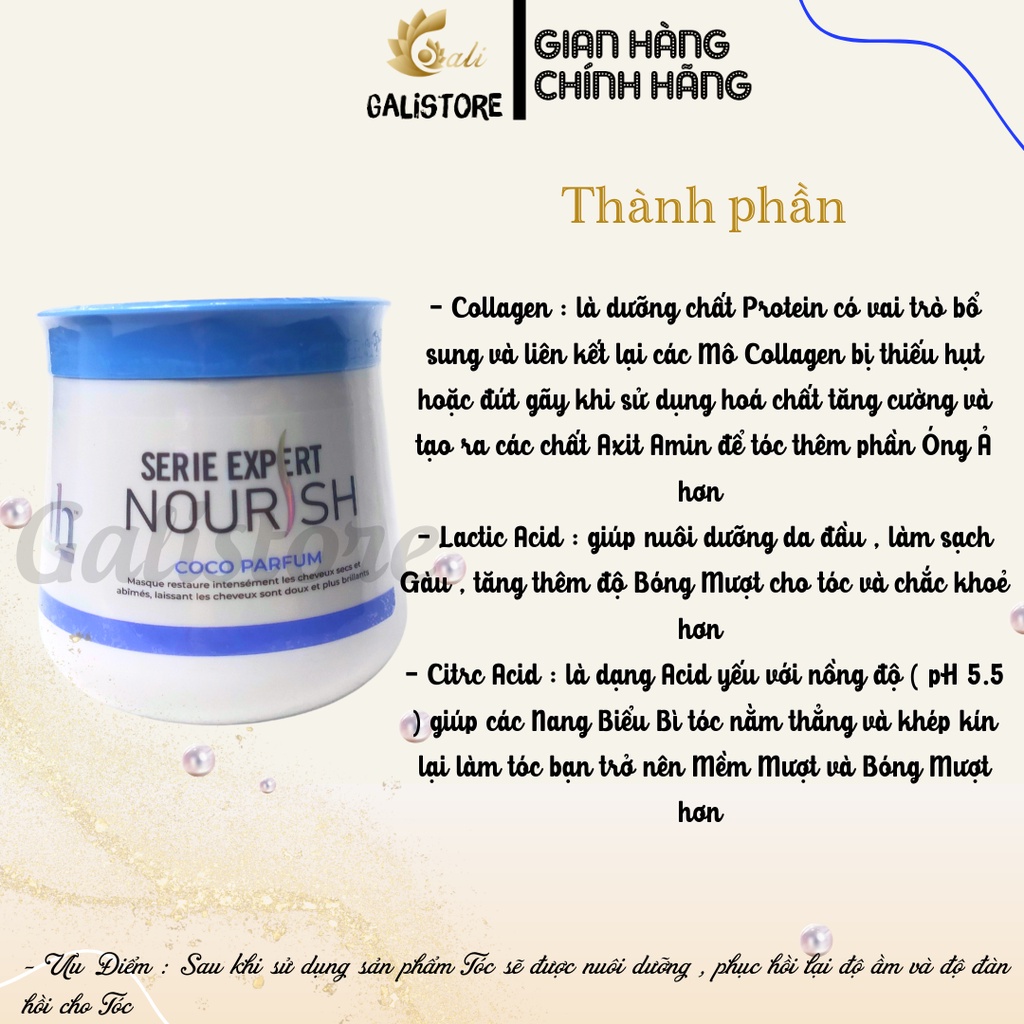 Kem ủ tóc hấp tóc  SERIE EXPERT NOURISH cung cấp dưỡng chất Collagen chăm sóc, phục hồi tóc hư tổn 500ml Galistore
