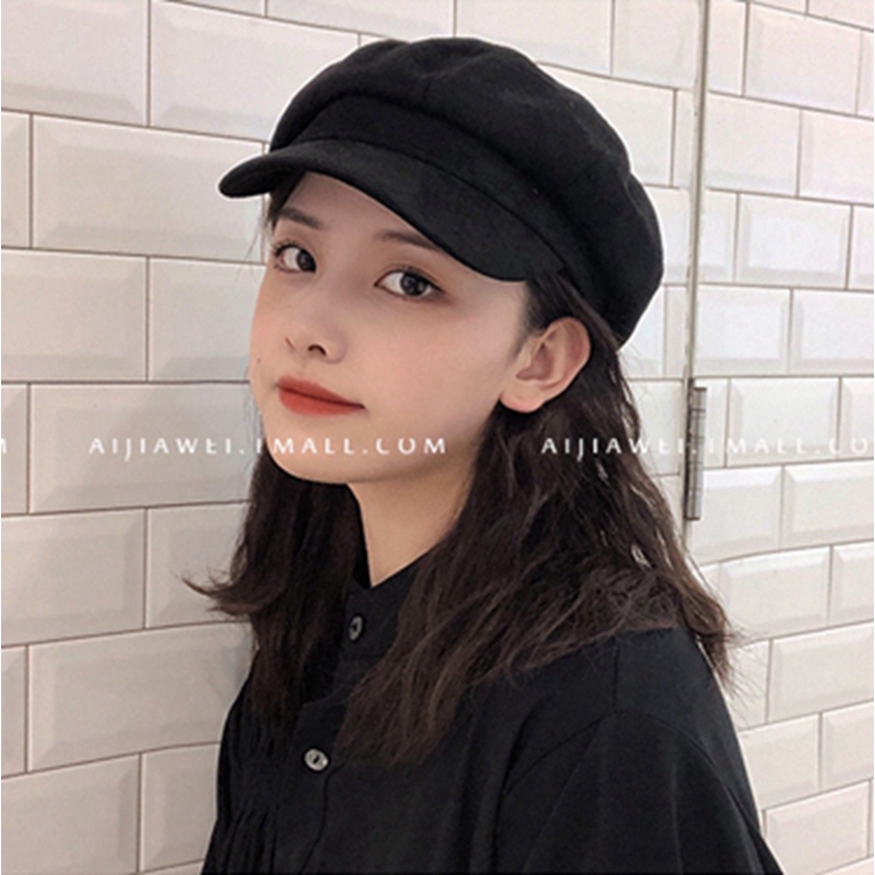 Women Beret Octagonal Cap Stylish Artist Painter Newsboy Hats Black Grey Beret Caps