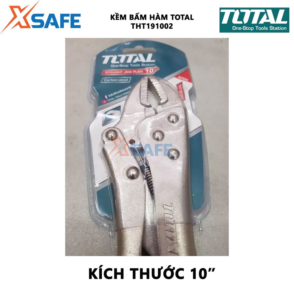 Kềm bấm hàm TOTAL THT191002 Kìm bấm hàm Kích thước 10'' thép không gỉ, mạ niken bóng kẹp chặt, khóa, hỗ trợ siết lực
