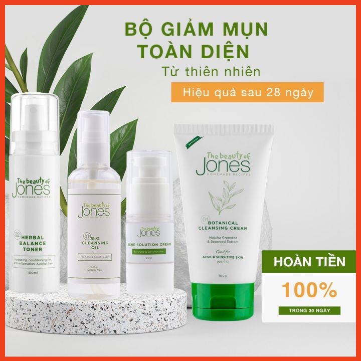 Combo Giảm Mụn 28 Ngày Chuyên Sâu ❤️ Cho da mụn nhạy cảm 👉 The Beauty of Jones