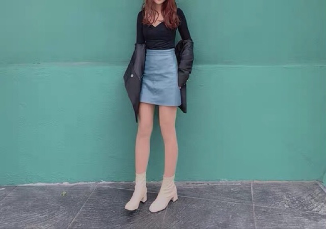 Váy da Ph ulzzang dáng chữ A cạp cao siêu hách dáng [Ảnh thật cuối] | BigBuy360 - bigbuy360.vn