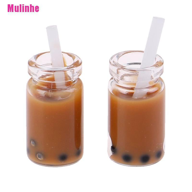 Bộ 2 Ly Trà Sữa Mini Bằng Nhựa Resin Dùng Trang Trí Tiểu Cảnh / Nhà Búp Bê