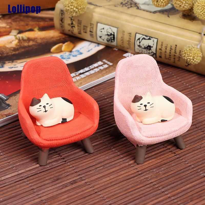 Set ghế sofa và chú mèo đồ chơi mini dành cho trang trí nhà búp bê