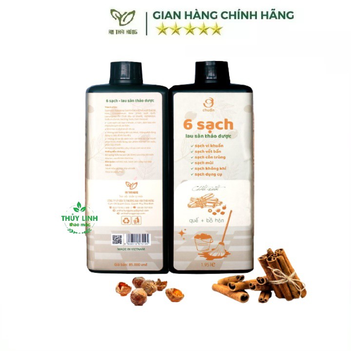 Nước lau sàn thảo dược 6 SẠCH AN THÁI HƯNG bồ hòn tinh dầu quế sả chanh đuổi kiến muỗi côn trùng diệt khuẩn