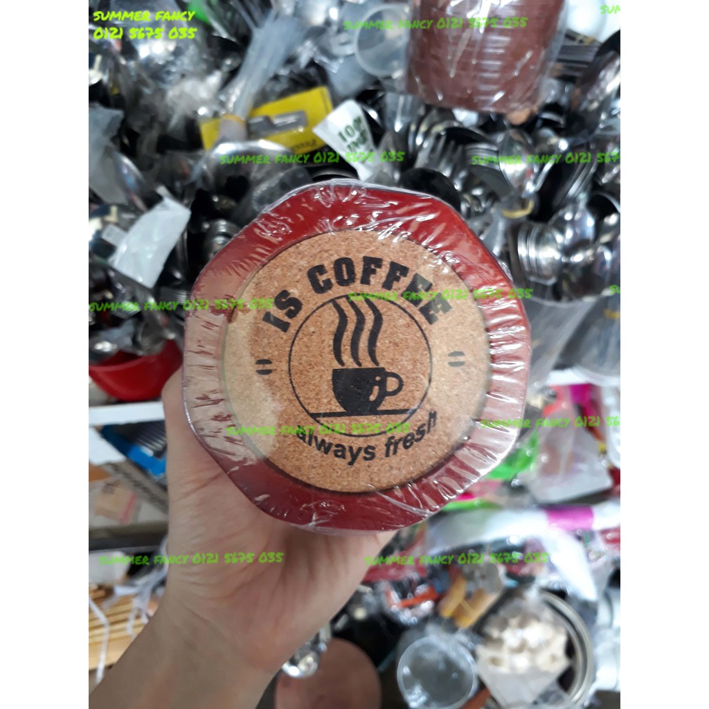 Đế lót ly bằng gỗ IS COFFEE miếng lót ly cà phê - Wood Coaster