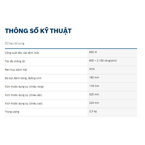 Máy đánh bóng 7"/180mm 950W Bosch GPO 950
