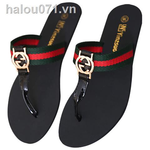 ✿Ready stock✿  European station 2018 summer new high-end flip-flop sandals and slippers American big-name non-slip flip-flops flat flip flops women