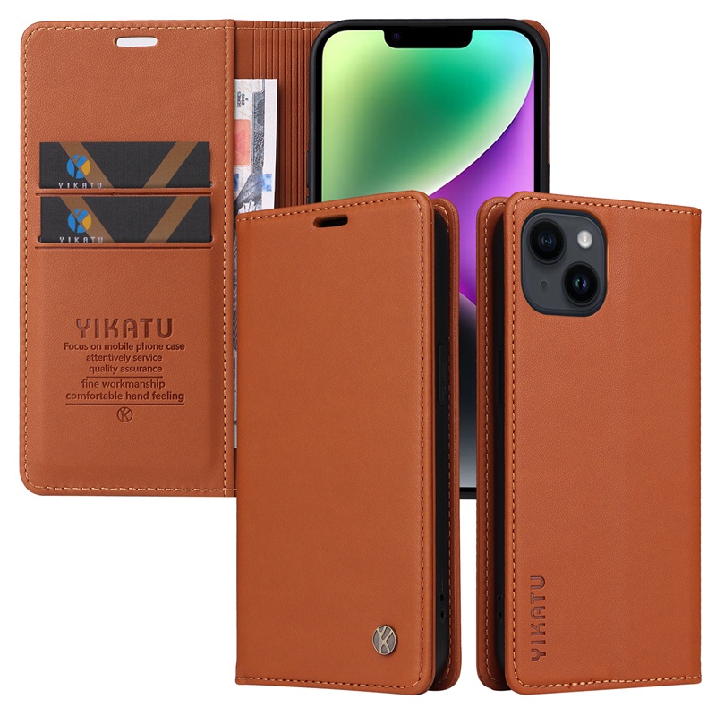 Bao Da Điện Thoại Nắp Lật Hít Nam Châm Có Ngăn Đựng Thẻ Và Giá Đỡ Thời Trang Cao Cấp Cho For iPhone 14 12 Pro Max Mini Plus