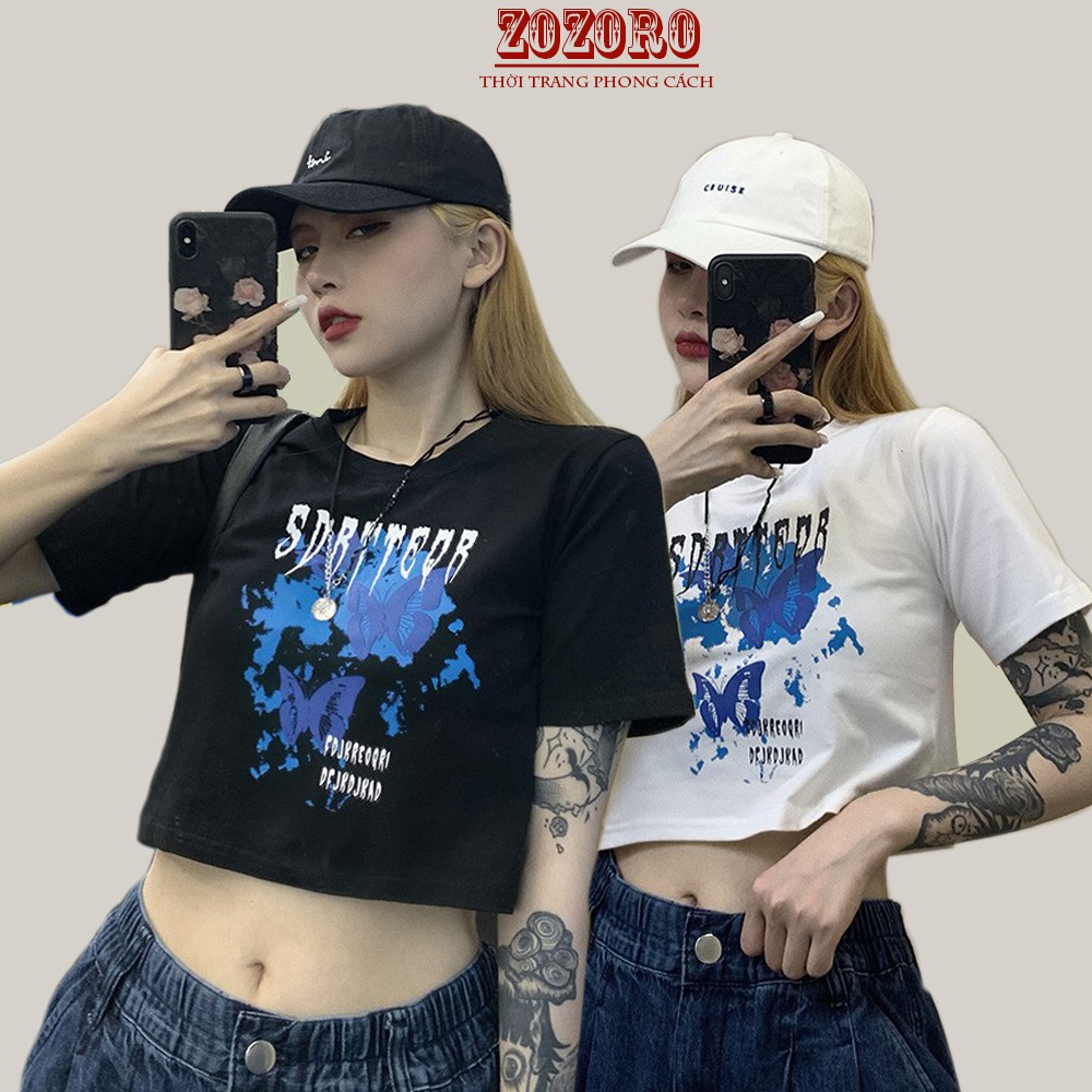 Áo croptop nữ tay ngắn in hình SDRTTEOR chất vải cotton 6535 - AT04