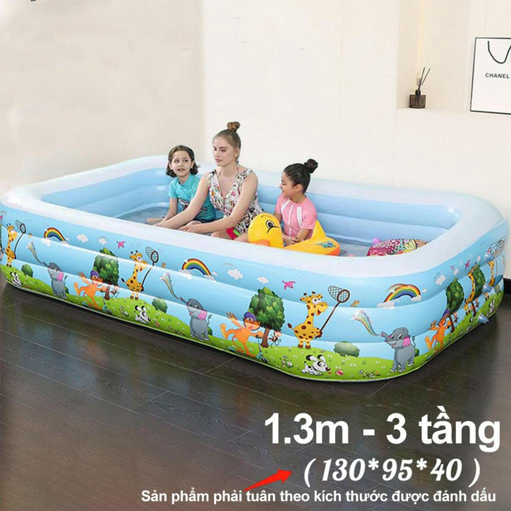 Bể bơi phao cho bé, hồ bơi cho bé bơm hơi tại nhà 3 tầng đầy đủ kích thước, chất liệu cao cấp có đế chống trượt an toàn
