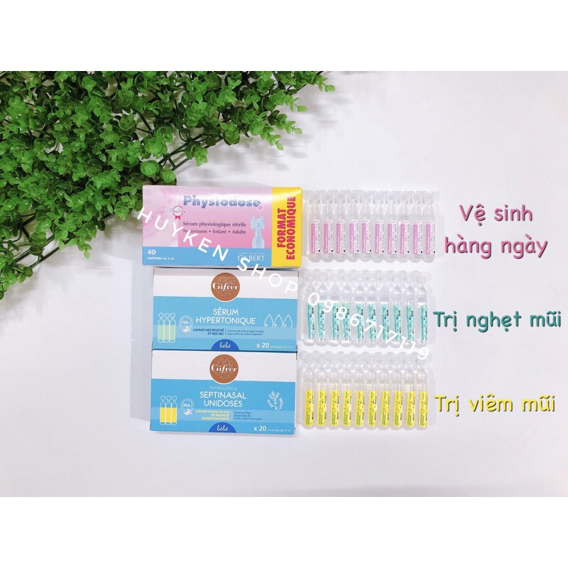 Nước muối sinh lý Gifrer - Physiodose Pháp tép hồng/ xanh/ vàng cho bé