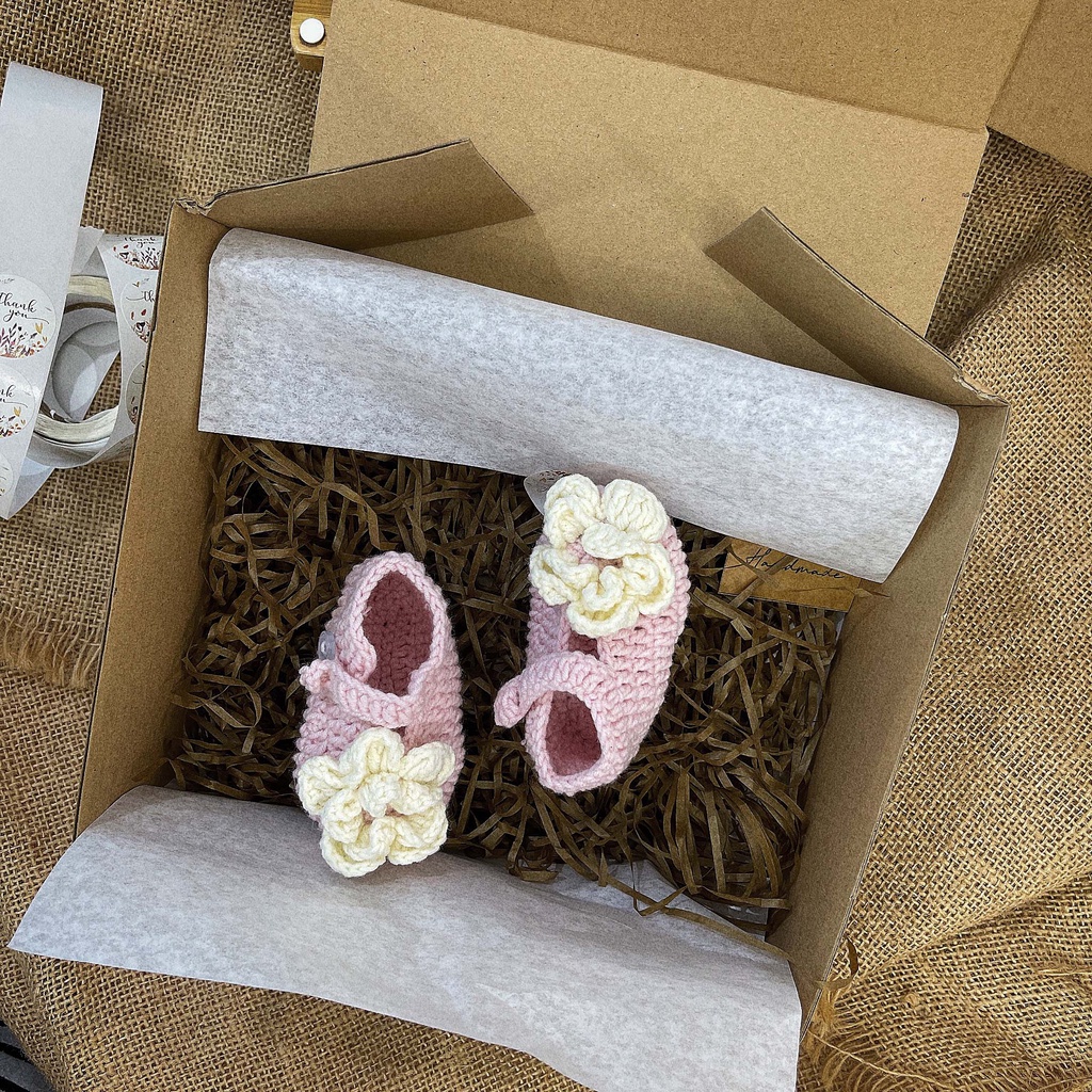 Giày len móc handmade thời trang Trẻ sơ sinh/ giày cho bé sợi len đan mềm mịn OIBECUNG Pk. 111